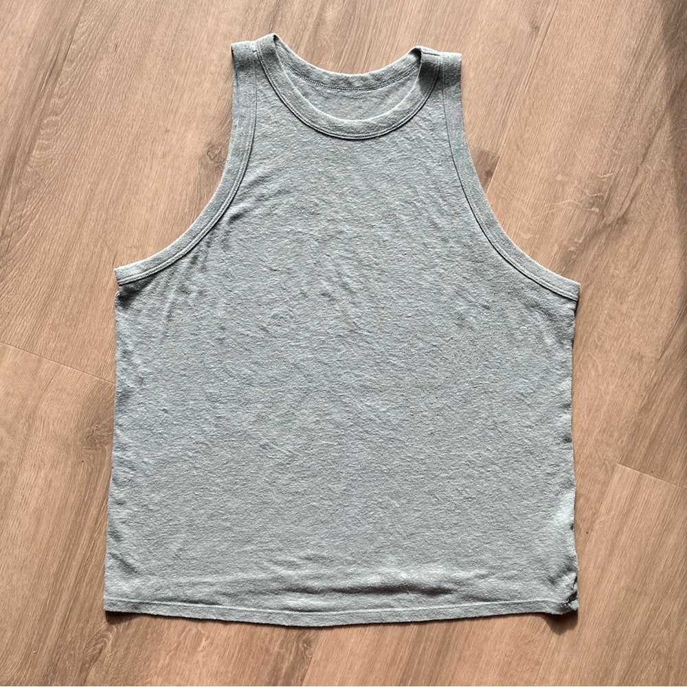 a new day High Neck Ribbed Tank Top - Heathered Ocean Blue - XL